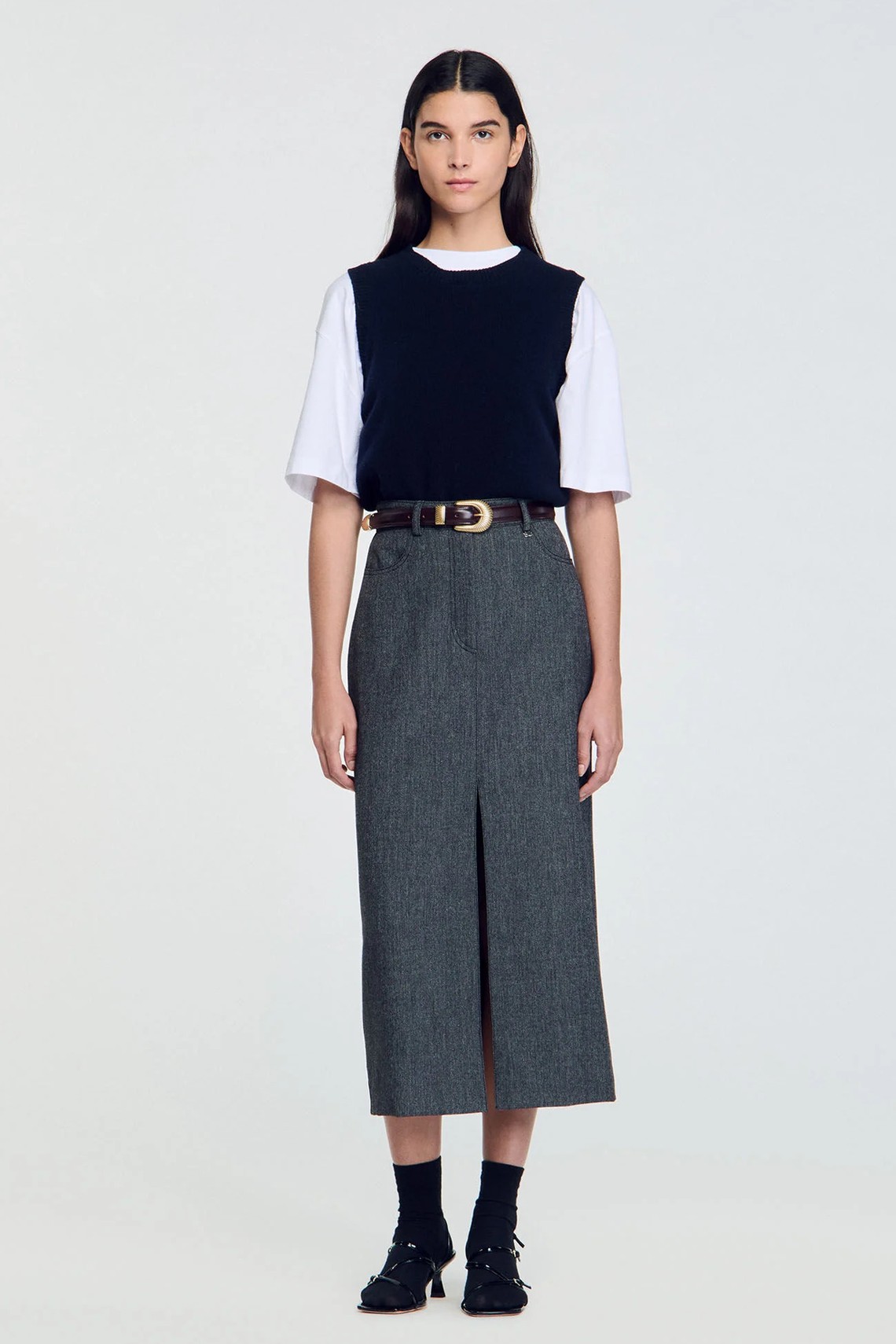 Long Slit Skirt from Sandro