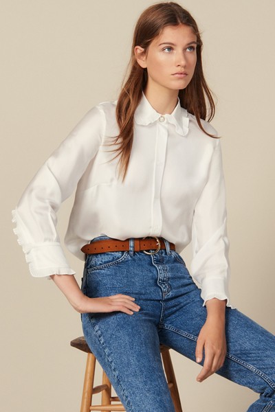 Silk Shirt With Pleated Trim from Sandro