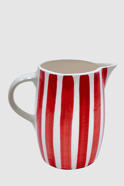 Red Stripes Water Jug from Villa Bologna Pottery