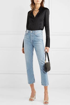 Riley Cropped Organic High-rise Straight-Leg Jeans