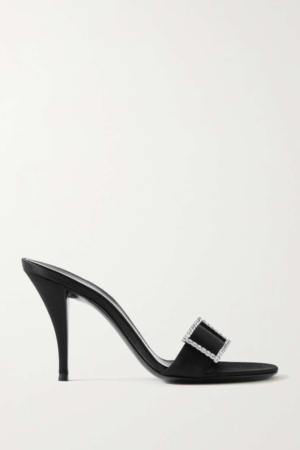 Simone Crystal-Embellished Satin Mules from Saint Laurent