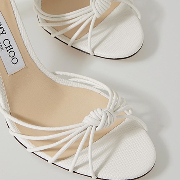 Knotted Lizard-Effect Leather Sandals from Jimmy Choo