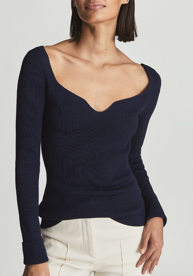 Emira Ribbed Sweetheart Jumper