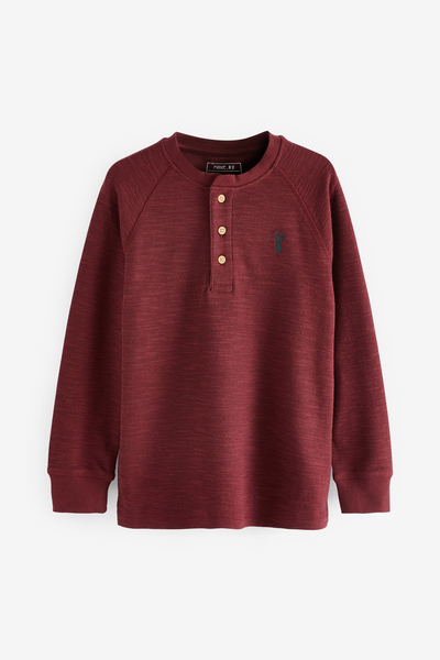 Long Sleeve Textured Grandad T-Shirt