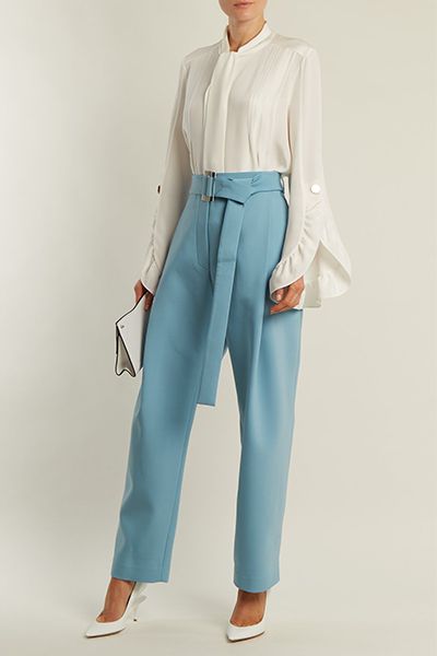 Kool Aid Waist-Belt Stretch-Canvas Trousers from Ellery