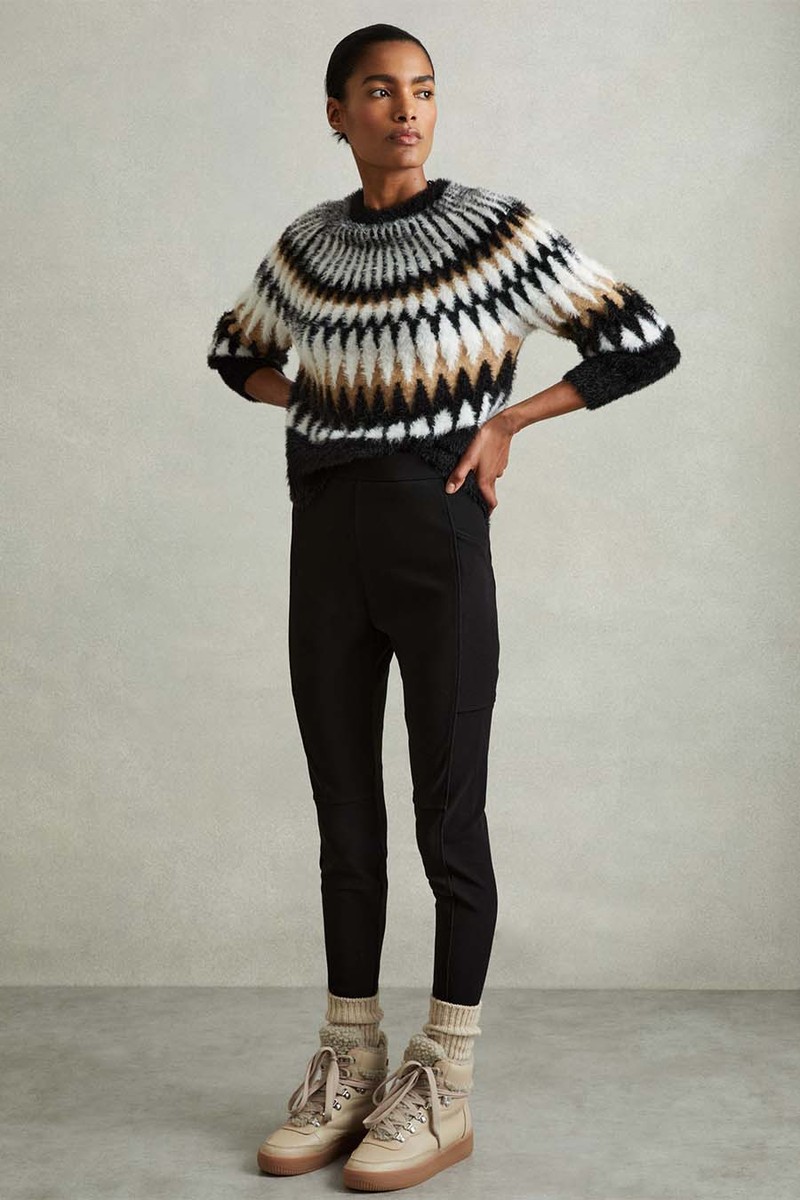 Fuzzy Fairisle Pattern Crew Neck Jumper from Reiss