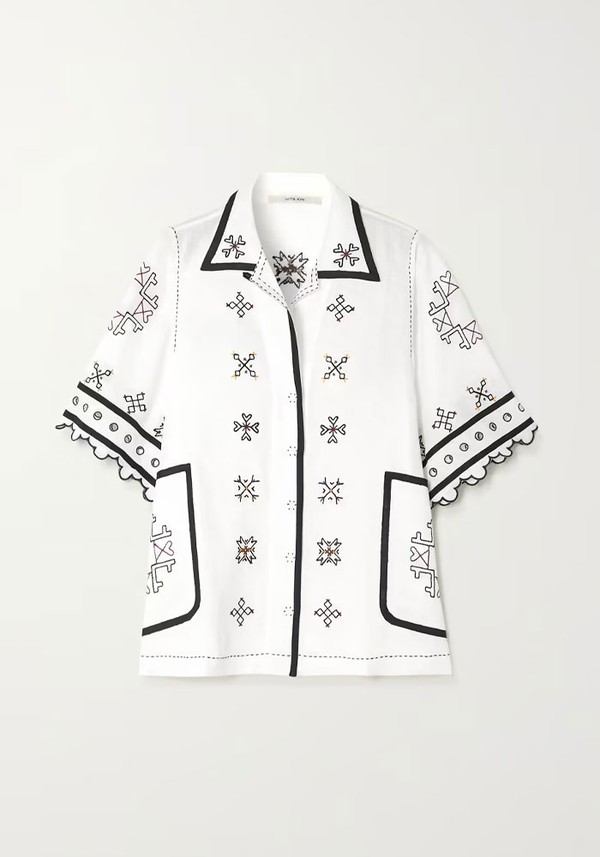 Greta Embroidered Broderie Anglaise Linen Blouse from Vita Kin