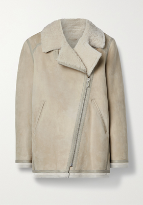Azario Leather-Trimmed Shearling Biker Jacket from Isabel Marant Etoile