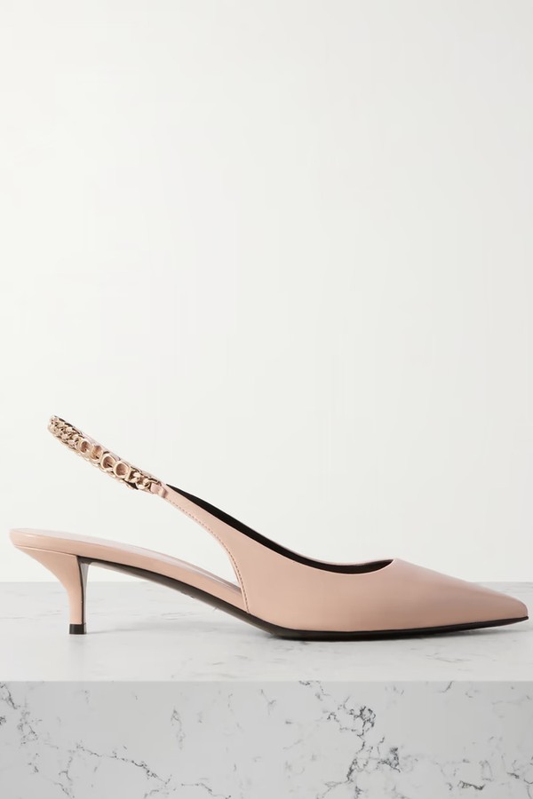 Signoria Embellished Leather Slingback Pumps from Gucci