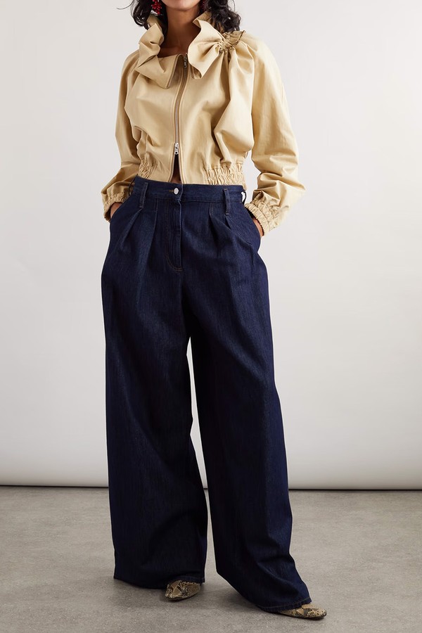 Pleated Denim Wide-Leg Pants from Dries Van Noten