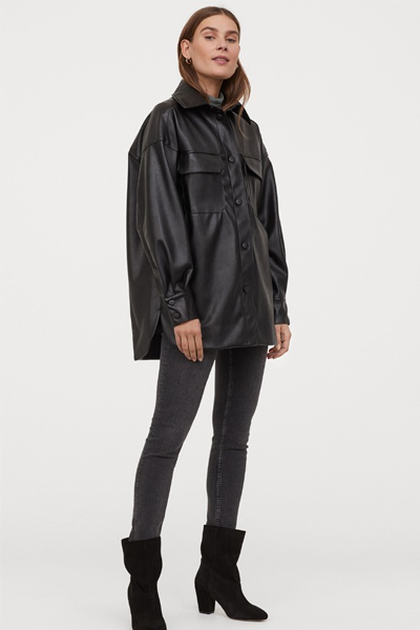 Imitation Leather Shirt Jacket from H&M