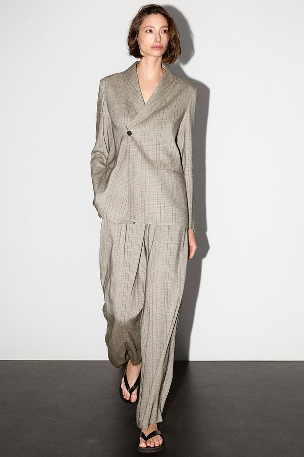 Check Print Shawl Collar Blazer from Massimo Dutti