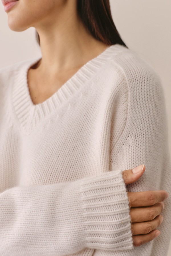 Luxury Cashmere V-Neck Boxy Jumper from The White Company