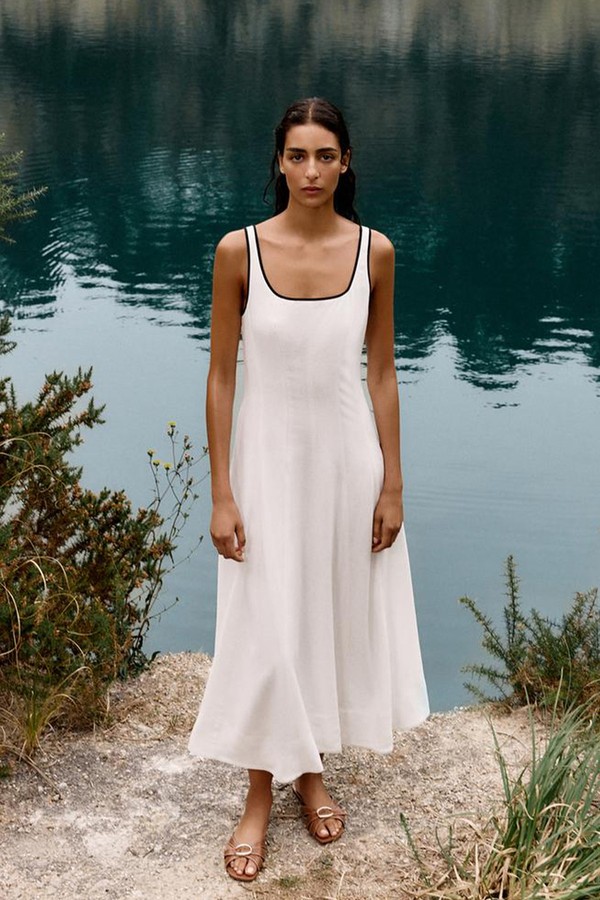 Midi Dress With Contrast Piping