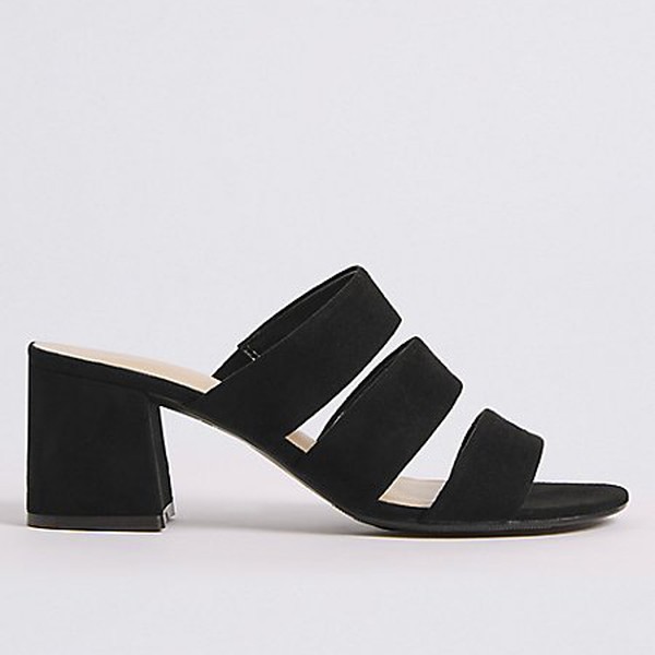 Block Heel Multi Strap Mule Sandals