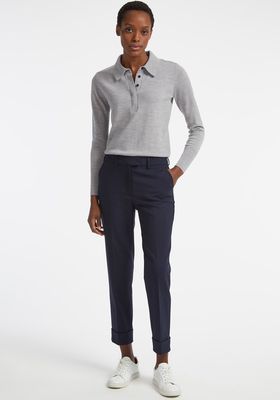 Clement Tailored Turn Up Stretch Wool Blend Easy Trouser