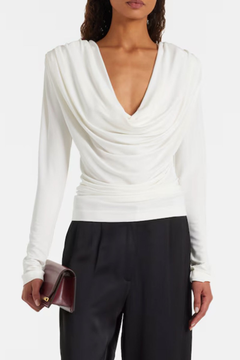Draped Crepe-Jersey Top from Wardrobe.Nyc 