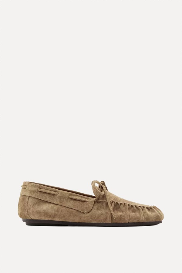  Soft Leather Loafers With Gathered Detail