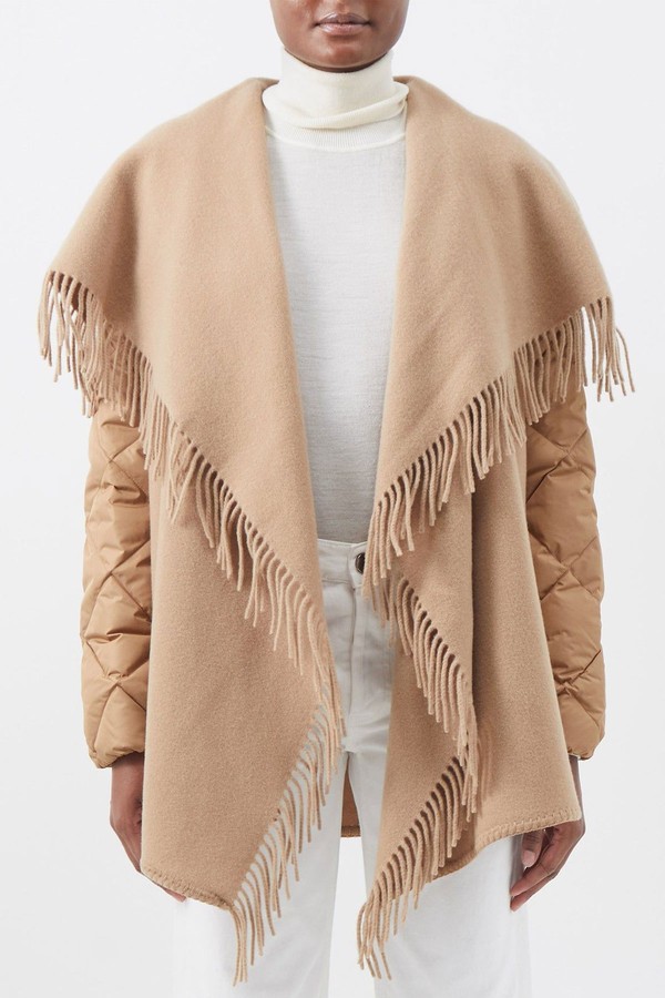 Fringed Wool & Quilted Down Cape from Moncler