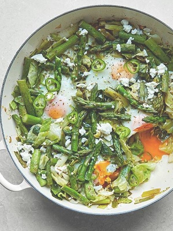 Green Baked Eggs With Asparagus