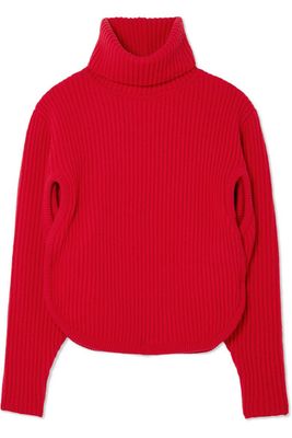 Cutout Ribbed Wool & Cashmere-Blend Turtleneck Sweater from Antonio Berardi