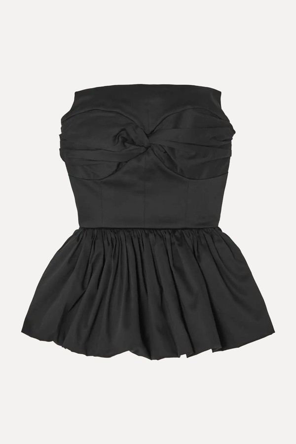 Tamie Strapless Twist-Front Cotton-Blend Peplum Top from Tove