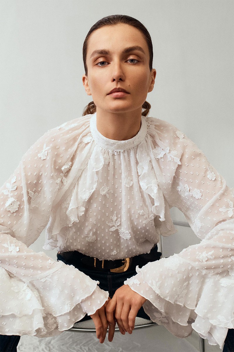 Plumetis Shirt With Ruffles