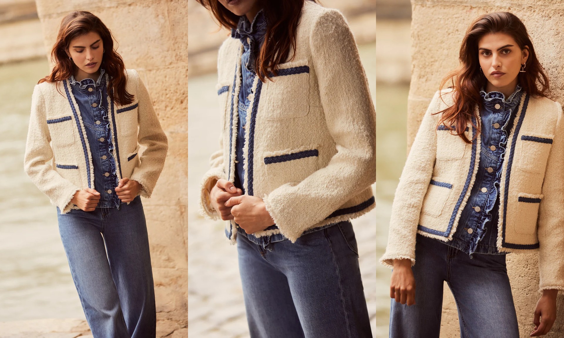 Cream Wool Blend Boucle Jacket from Mint Velvet