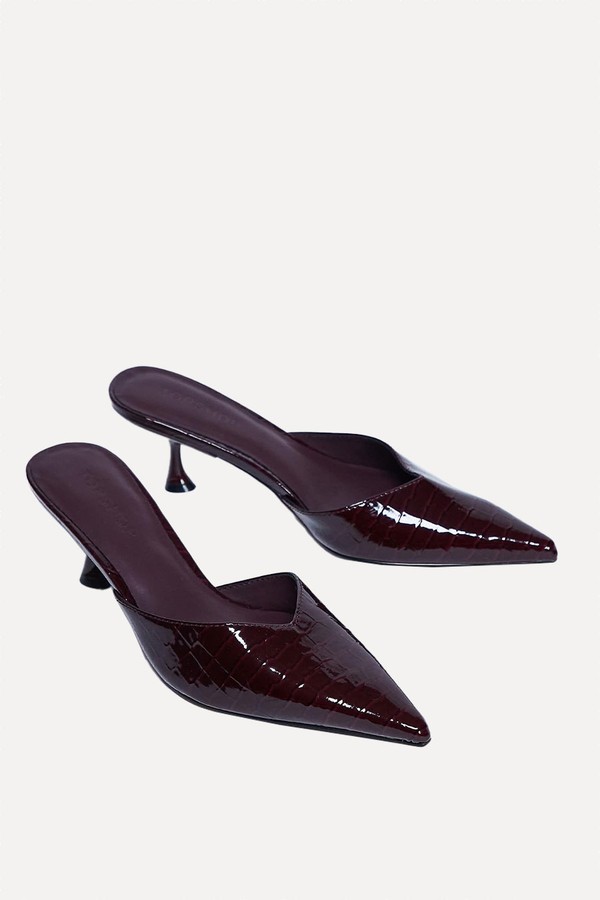 Ivette Croc Patent Close Toe Mules from Topshop