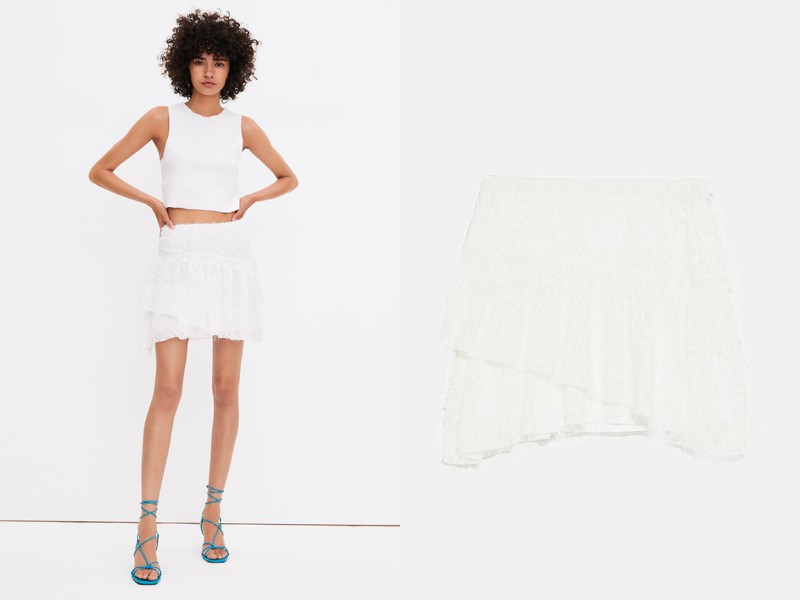 Textured Mini Skirt With Ruffle Trim from Zara