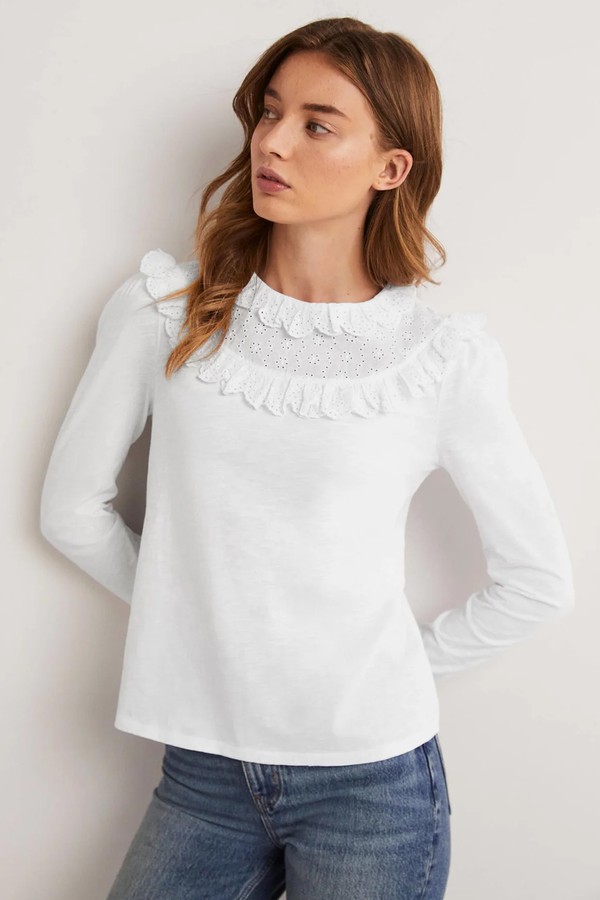 Broderie Yoke Frill Top 