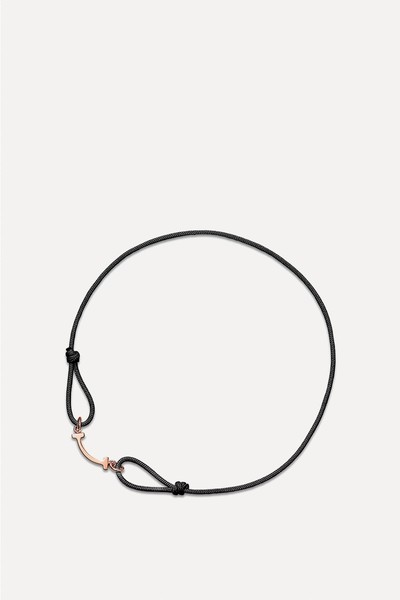 Smile Bracelet In Rose Gold On A Black Cord