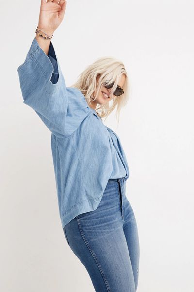 Denim Square-Neck Top