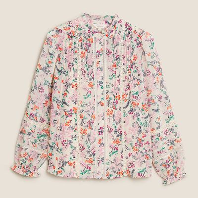 Floral High Neck Lace Insert Blouse from Per Una
