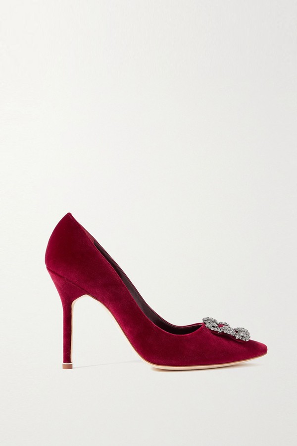 Hangisi 105 Embellished Velvet Pumps from Manolo Blahnik