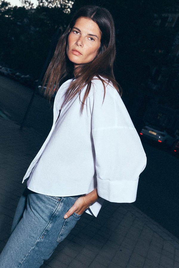 Wide-Sleeve Poplin Shirt