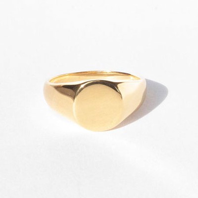 Gold Chunky Round Signet Ring from Seol Gold