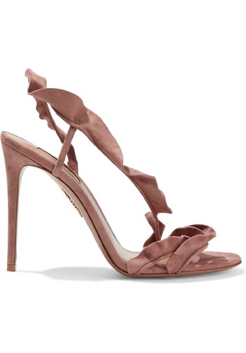 105 Ruffled Suede Slingback Sandals from Aquazzura