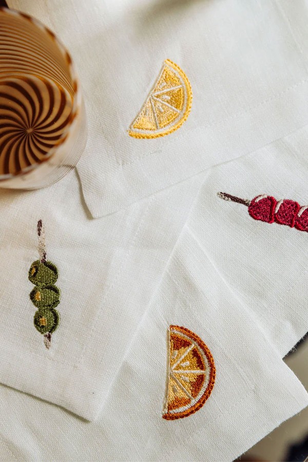 Set Of 4 Garnish Cocktail Napkins from Rebecca Udall 
