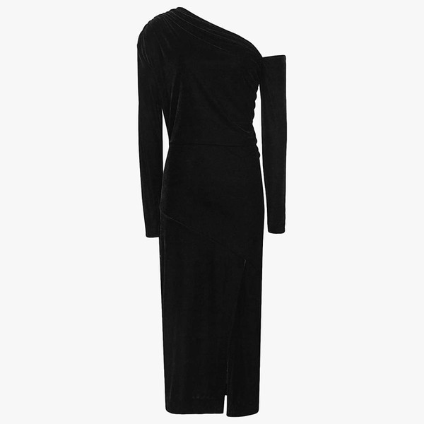 Bella Velvet Asymmetric Neck Dress from Reiss