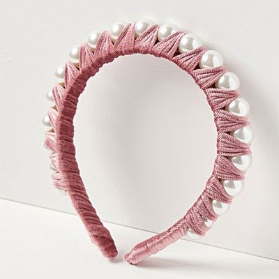 Blossom Faux Pearl & Pink Velvet Headband from Oliver Bonas