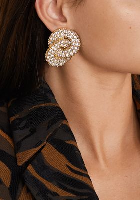 Oversized Gold-Plated Crystal Clip Earrings from Alessandra Rich