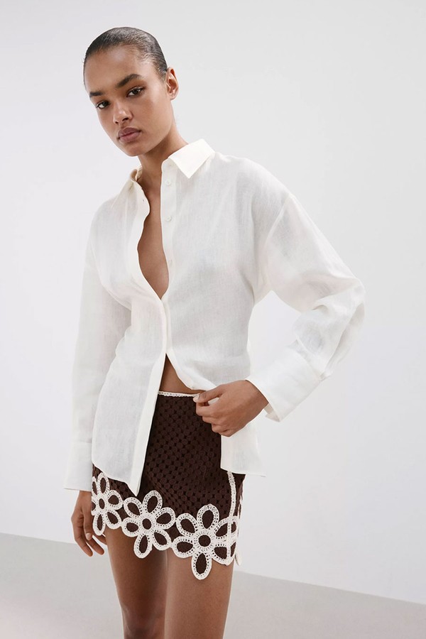 Crochet Skirt With Floral Embroidery from Mango