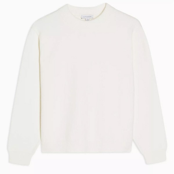 Ivory Plain Knitted Sweatshirt
