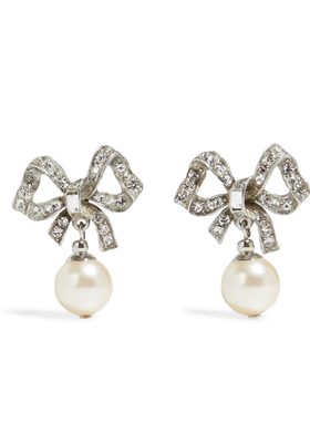 Silver-Tone, Faux-Pearl & Crystal Earrings from Ben-Amun