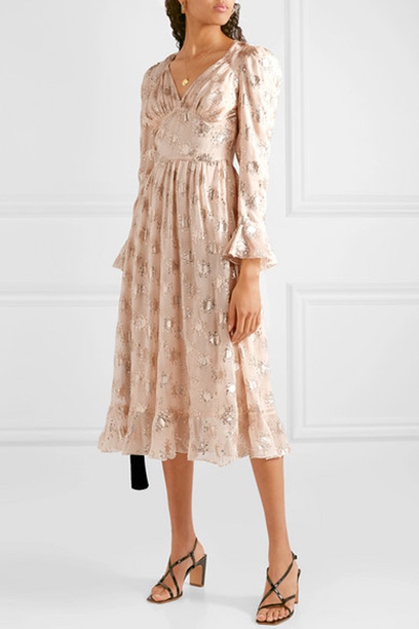 William Metallic Fil Coupé Silk-Blend Midi Dress from Stine Goya