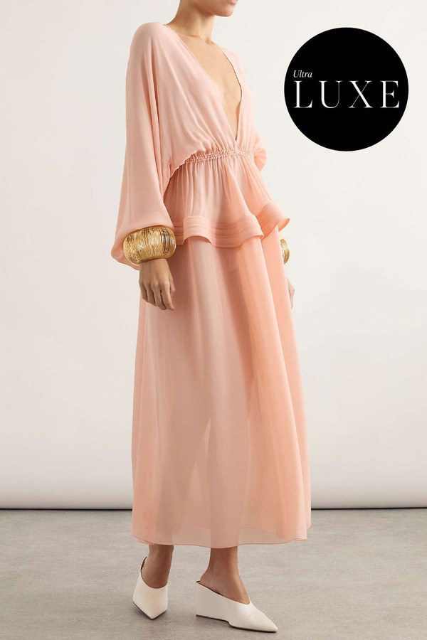 Peplum Georgette Maxi Dress from Alaïa