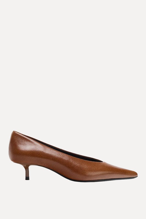 Leather Kitten Heel Shoes from Zara