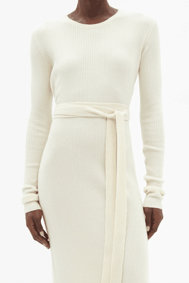 Responsible Cashmere-Blend Belted Crew-Neck Dress from Raey