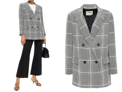 Taryn Double-Breasted Houndstooth Silk Crepe De Chine Blazer from L'Agence